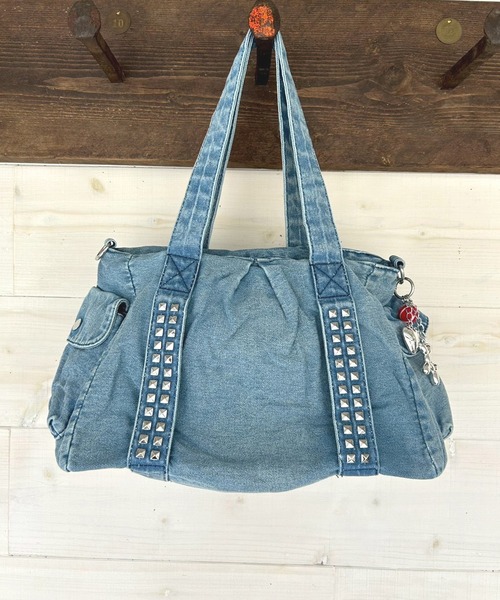New market 】 デニム スタッズ トートバッグ ショルダーバッグ