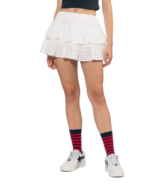A BATHING APE(アベイシングエイプ)の「HEART BADGE WOVEN SKIRT(スカート・レディース・アイボリー・SMALL/X-SMALL)」の3枚目の写真