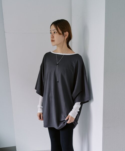 SHENERY(シーナリー)の「2WAYヘンリーBIGTee(Tシャツ/カットソー・レディース・オフホワイト/チャコールグレー/ブラウン・FREE)」の8枚目の写真