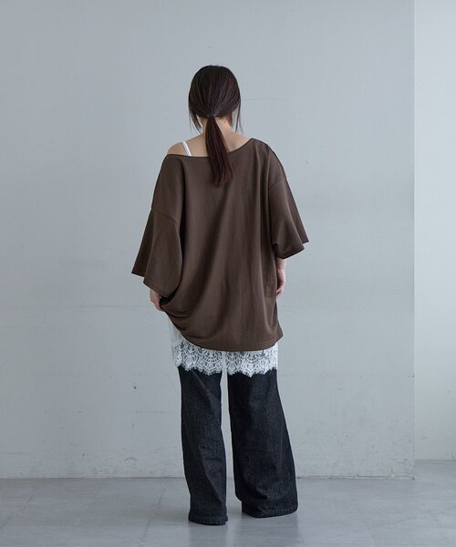 SHENERY(シーナリー)の「2WAYヘンリーBIGTee(Tシャツ/カットソー・レディース・オフホワイト/チャコールグレー/ブラウン・FREE)」の15枚目の写真