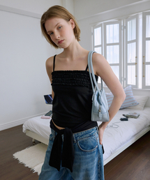 RUFFLE SLEEVELESS TOP (BLACK)