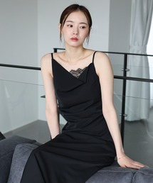 lace docking dot cami onepiece / レースドッキングドットキャミ