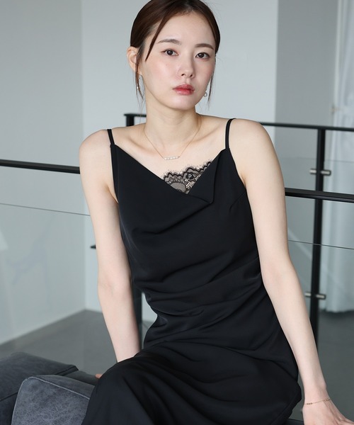 J by blue(ジェイバイブルー)の「《2サイズ展開》レースドレープキャミワンピース(ワンピース・レディース・ブラック/ブラウン・MEDIUM/SMALL)」の17枚目の写真