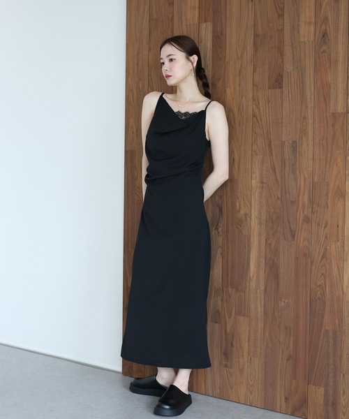 J by blue(ジェイバイブルー)の「《2サイズ展開》レースドレープキャミワンピース(ワンピース・レディース・ブラック/ブラウン・MEDIUM/SMALL)」の11枚目の写真