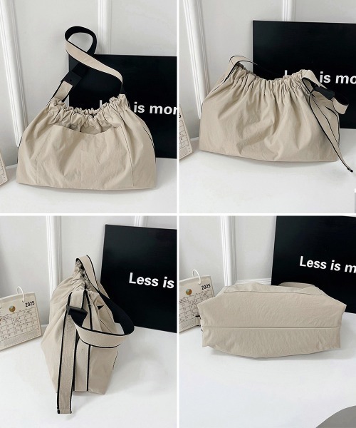 Miniministore(ミニミニストア)の「ギャザーショルダーバッグナイロン鞄大容量(ショルダーバッグ・レディース・カーキ/ベージュ/ラベンダー/ライトピンク/ブラック・FREE)」の21枚目の写真