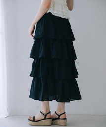 シアーティアードボリュームスカート 夏服 フェミニン ロングスカート