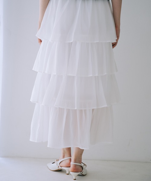 SELFIST(セルフィスト)の「シアーティアードボリュームスカート 夏服 フェミニン ロングスカート(スカート・レディース・ブラック/ホワイト・フリー)」の20枚目の写真