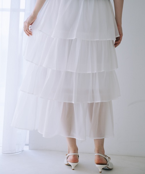 SELFIST(セルフィスト)の「シアーティアードボリュームスカート 夏服 フェミニン ロングスカート(スカート・レディース・ブラック/ホワイト・フリー)」の19枚目の写真