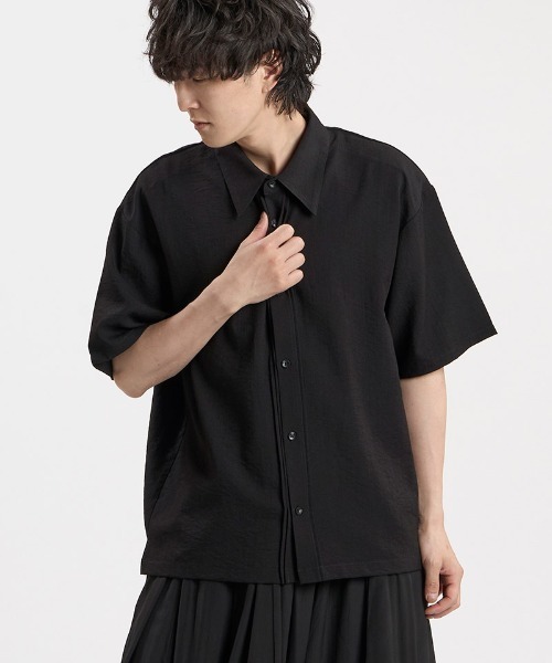 NO ID.(ノーアイディ)の「mhs2665-リネンタッチピンタックSH シャツ(458006-089S)(シャツ/ブラウス・メンズ・ホワイト/ブラック/グレー・2/1)」の2枚目の写真