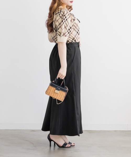 CLETTE（クレット）の「CLETTEオリジナルデコルテオープンチェック柄ニット（ニット/セーター・レディース・ライトベージュ/ミント/ブラック・4L/3L/LL）」の18枚目の写真