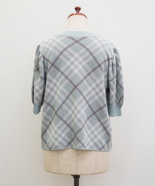 CLETTE（クレット）の「CLETTEオリジナルデコルテオープンチェック柄ニット（ニット/セーター・レディース・ライトベージュ/ミント/ブラック・4L/3L/LL）」の15枚目の写真