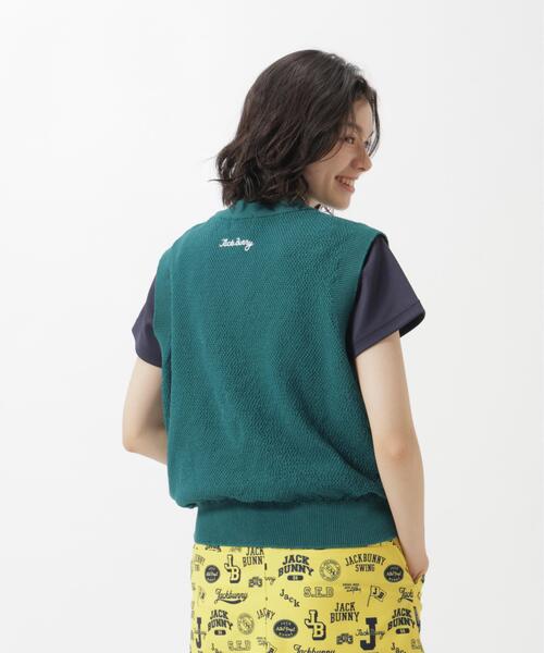 Jack Bunny!!(ジャックバニー)の「【Jack Bunny!!】カノコ編みPEVネックニットベストプルオーバー(ベスト・レディース・ネイビー/グリーン・LARGE/SMALL)」の6枚目の写真