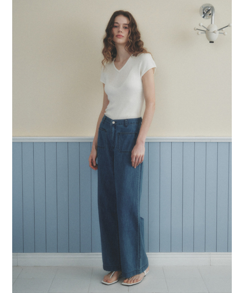 LENINA（レニーナ）の「MAJE wide retro pocket jeans_BLUE（デニムパンツ・レディース・ブルー・SMALL/MEDIUM/LARGE）」の2枚目の写真