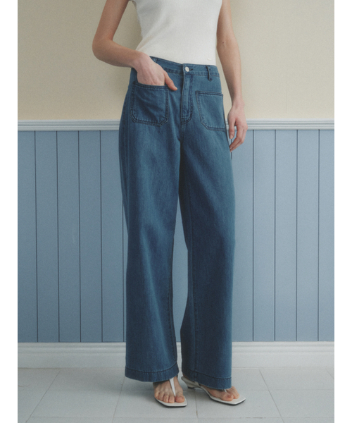 LENINA（レニーナ）の「MAJE wide retro pocket jeans_BLUE（デニムパンツ・レディース・ブルー・SMALL/MEDIUM/LARGE）」の3枚目の写真