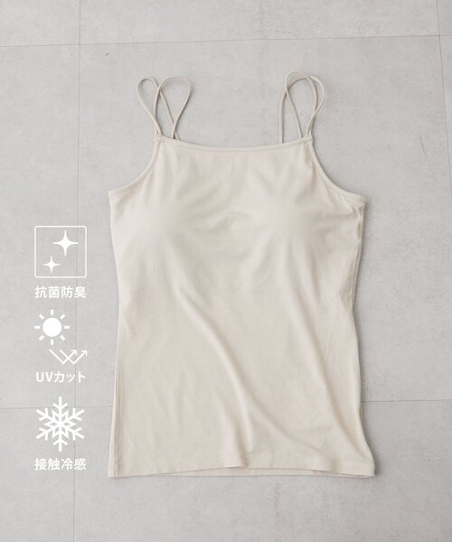 紫外線遮蔽率92%/接触冷感/抗菌防臭】カップ付キャミ（キャミソール