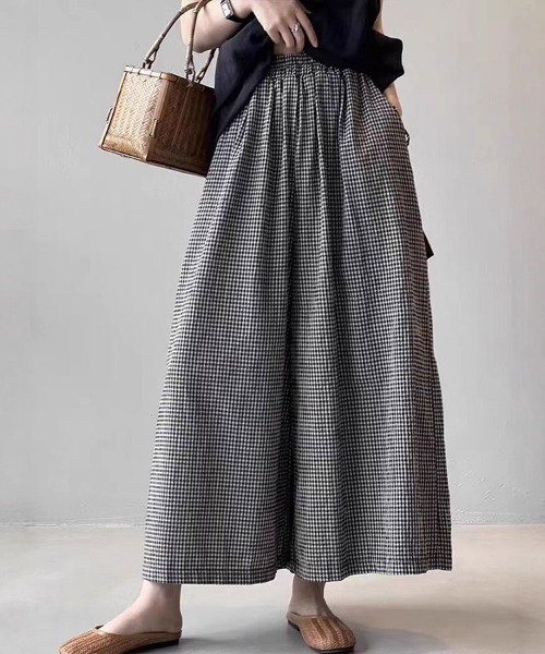 Flugge(フラッジー)の「ギンガムチェックワイドパンツ(その他パンツ・レディース・ブラック・LARGE/MEDIUM)」の1枚目の写真