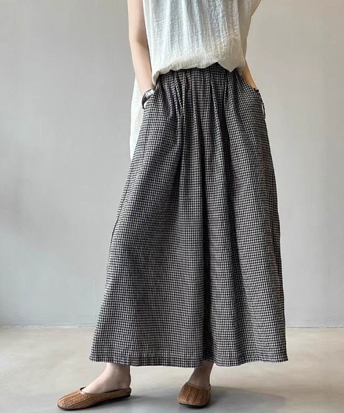 Flugge(フラッジー)の「ギンガムチェックワイドパンツ(その他パンツ・レディース・ブラック・LARGE/MEDIUM)」の4枚目の写真