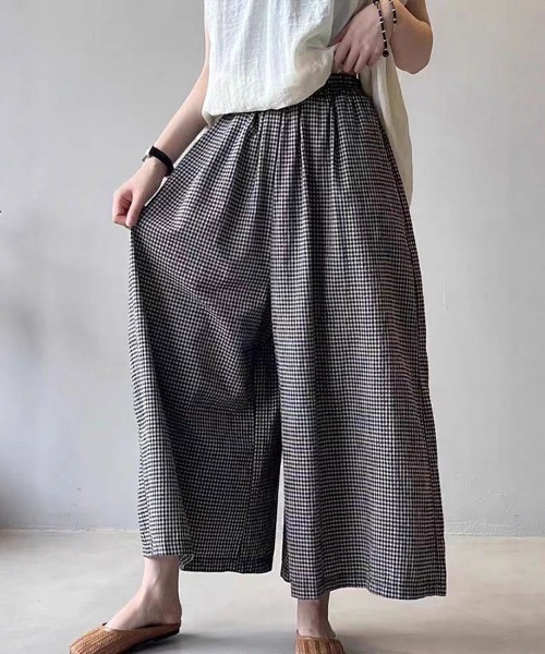Flugge(フラッジー)の「ギンガムチェックワイドパンツ(その他パンツ・レディース・ブラック・LARGE/MEDIUM)」の5枚目の写真