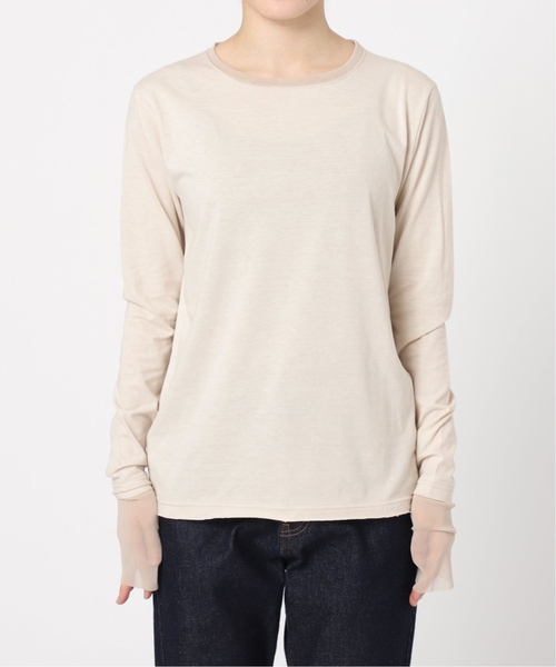 SLOBE IENA(スローブイエナ)の「《WEB限定カラーあり/追加7》レイヤードスリーブロンTEE(Tシャツ/カットソー・レディース・アイボリー/ホワイト/ブラック系その他/ブラック・FREE)」の22枚目の写真