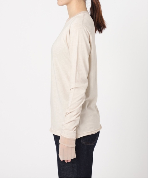 SLOBE IENA(スローブイエナ)の「《WEB限定カラーあり/追加7》レイヤードスリーブロンTEE(Tシャツ/カットソー・レディース・アイボリー/ホワイト/ブラック系その他/ブラック・FREE)」の21枚目の写真