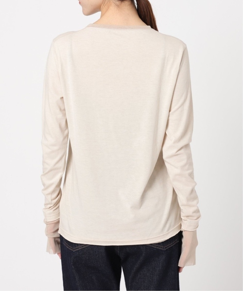 SLOBE IENA(スローブイエナ)の「《WEB限定カラーあり/追加7》レイヤードスリーブロンTEE(Tシャツ/カットソー・レディース・アイボリー/ホワイト/ブラック系その他/ブラック・FREE)」の20枚目の写真