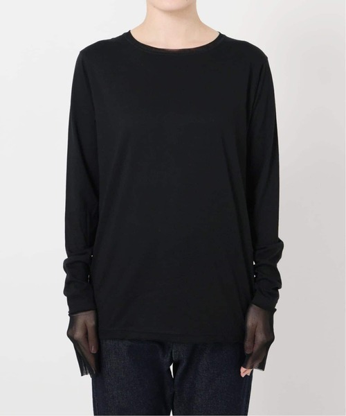 SLOBE IENA(スローブイエナ)の「《WEB限定カラーあり/追加7》レイヤードスリーブロンTEE(Tシャツ/カットソー・レディース・アイボリー/ホワイト/ブラック系その他/ブラック・FREE)」の9枚目の写真