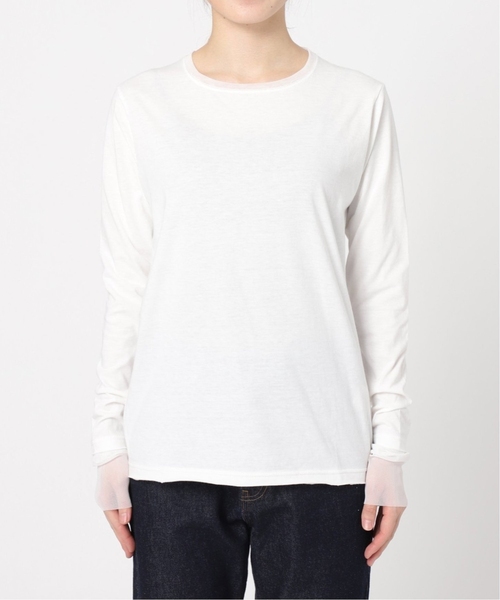 SLOBE IENA(スローブイエナ)の「《WEB限定カラーあり/追加7》レイヤードスリーブロンTEE(Tシャツ/カットソー・レディース・アイボリー/ホワイト/ブラック系その他/ブラック・FREE)」の6枚目の写真