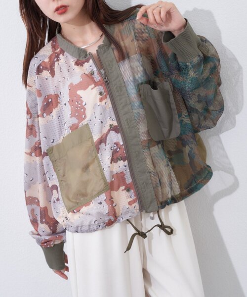 etsinta(エシンタ)の「【etsinta】メッシュZIPシャツ(シャツ/ブラウス・レディース・カーキ/ブラウン・ONE SIZE)」の1枚目の写真