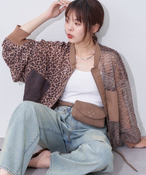 etsinta(エシンタ)の「【etsinta】メッシュZIPシャツ(シャツ/ブラウス・レディース・カーキ/ブラウン・ONE SIZE)」の3枚目の写真