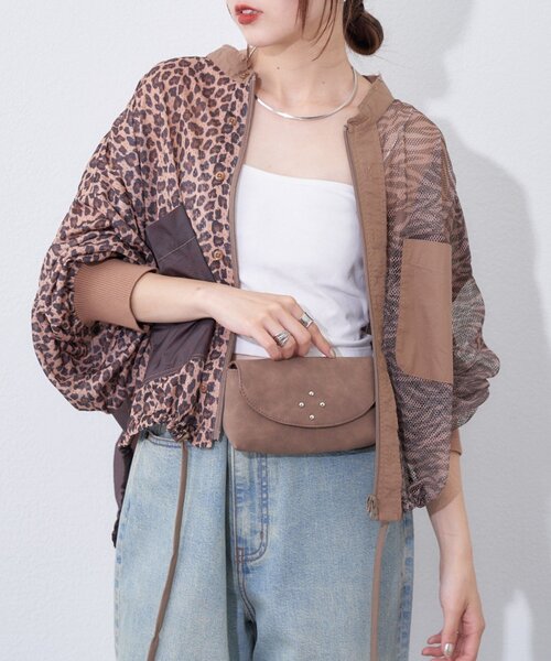 etsinta(エシンタ)の「【etsinta】メッシュZIPシャツ(シャツ/ブラウス・レディース・カーキ/ブラウン・ONE SIZE)」の4枚目の写真