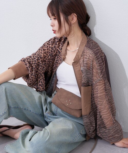 etsinta(エシンタ)の「【etsinta】メッシュZIPシャツ(シャツ/ブラウス・レディース・カーキ/ブラウン・ONE SIZE)」の8枚目の写真