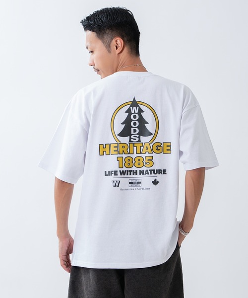 Woods(ウッズ)の「【WOODS】別注 プリント 半袖Tシャツ(Tシャツ/カットソー・メンズ・ブルー系/ホワイト/ブラック/ホワイト系1/ホワイト系/カーキ/ベージュ系1/ブラック系1/ブラック系・SMALL/MEDIUM/LARGE/X-LARGE)」の4枚目の写真