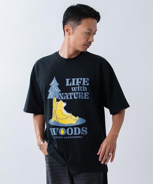 Woods(ウッズ)の「【WOODS】別注 プリント 半袖Tシャツ(Tシャツ/カットソー・メンズ・ブルー系/ホワイト/ブラック/ホワイト系1/ホワイト系/カーキ/ベージュ系1/ブラック系1/ブラック系・SMALL/MEDIUM/LARGE/X-LARGE)」の15枚目の写真