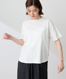 刺しゅうポケットTシャツ【接触冷感・UVカット・オーガニックコットンブレンド】