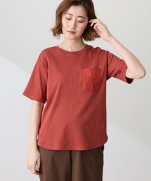 刺しゅうポケットTシャツ【接触冷感・UVカット・オーガニックコットンブレンド】