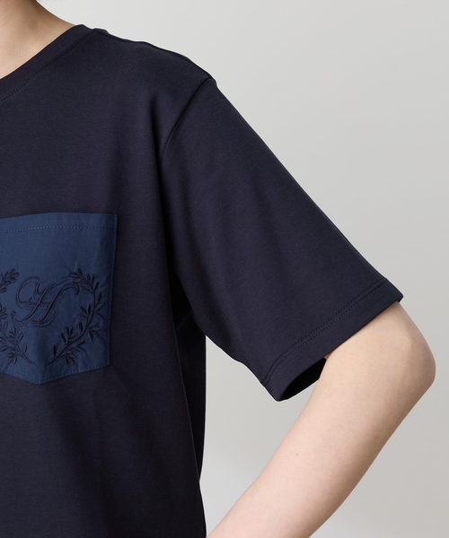 Petit Honfleur（プチオンフルール）の「刺しゅうポケットTシャツ【接触冷感・UVカット・オーガニックコットンブレンド】（Tシャツ/カットソー・レディース・オレンジ/ネイビー/ホワイト・M/L）」の16枚目の写真