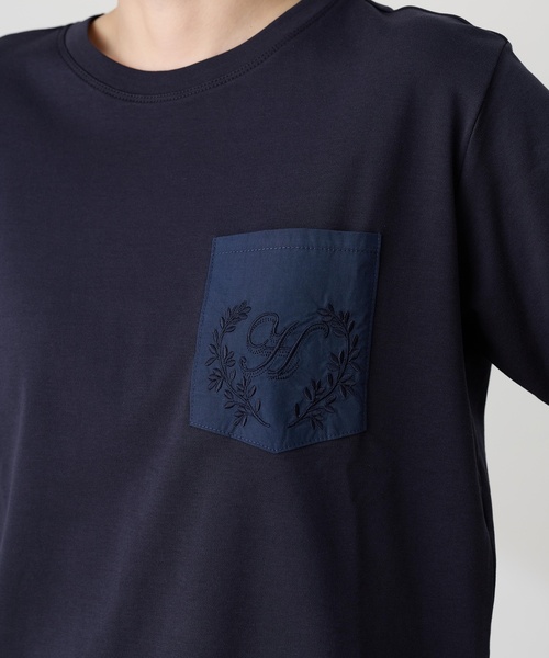 Petit Honfleur（プチオンフルール）の「刺しゅうポケットTシャツ【接触冷感・UVカット・オーガニックコットンブレンド】（Tシャツ/カットソー・レディース・オレンジ/ネイビー/ホワイト・M/L）」の17枚目の写真