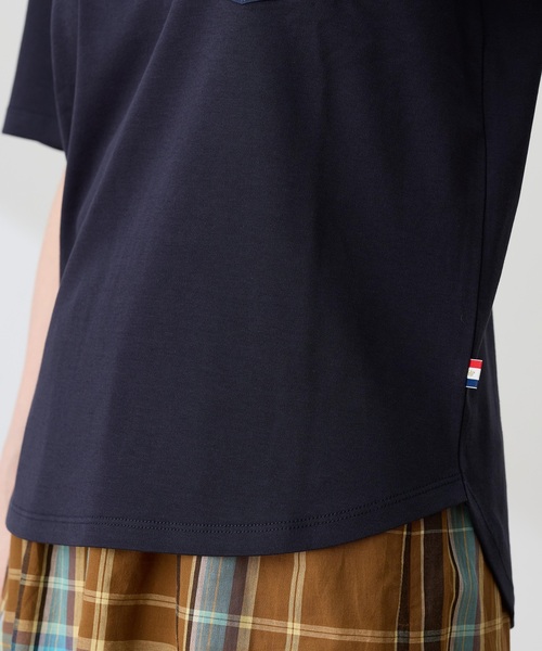 Petit Honfleur（プチオンフルール）の「刺しゅうポケットTシャツ【接触冷感・UVカット・オーガニックコットンブレンド】（Tシャツ/カットソー・レディース・オレンジ/ネイビー/ホワイト・M/L）」の18枚目の写真