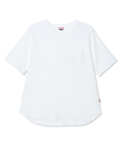 Petit Honfleur（プチオンフルール）の「刺しゅうポケットTシャツ【接触冷感・UVカット・オーガニックコットンブレンド】（Tシャツ/カットソー・レディース・オレンジ/ネイビー/ホワイト・M/L）」の20枚目の写真