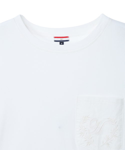 Petit Honfleur（プチオンフルール）の「刺しゅうポケットTシャツ【接触冷感・UVカット・オーガニックコットンブレンド】（Tシャツ/カットソー・レディース・オレンジ/ネイビー/ホワイト・M/L）」の22枚目の写真