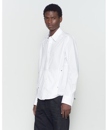 PANELLED UTILITY DRESS SHIRT/オーガニックコットン/ボタンフロントシャツ/天然貝釦/NVRFRGT