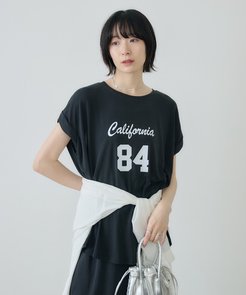 Paradise Picnic(パラダイスピクニック)の「ROSIEE ソフト風合いフロッキーTシャツ(Tシャツ/カットソー・レディース・モカ/ブラック・FREE)」の16枚目の写真