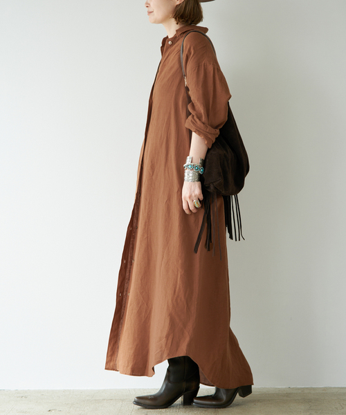 Deuxieme Classe(ドゥーズィエムクラス)の「LInen シャツドレス(ワンピース・レディース・タン/ベージュ・36/38)」の4枚目の写真