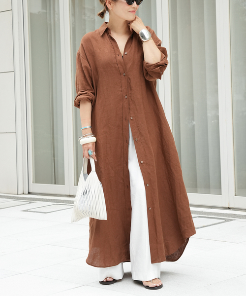 Deuxieme Classe(ドゥーズィエムクラス)の「LInen シャツドレス(ワンピース・レディース・タン/ベージュ・36/38)」の7枚目の写真