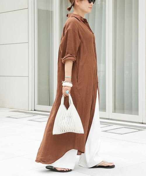 Deuxieme Classe(ドゥーズィエムクラス)の「LInen シャツドレス(ワンピース・レディース・タン/ベージュ・36/38)」の9枚目の写真
