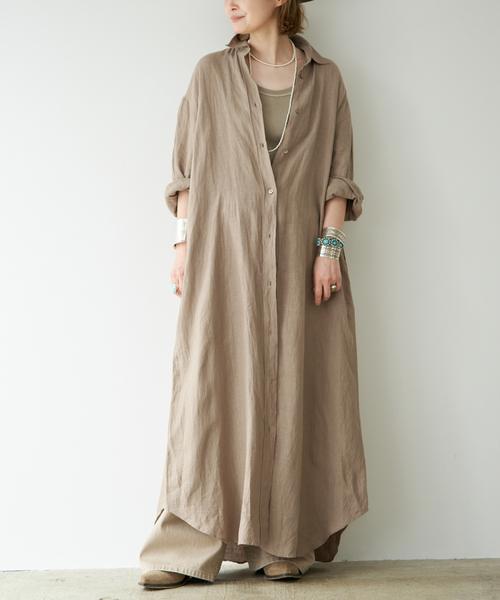 Deuxieme Classe(ドゥーズィエムクラス)の「LInen シャツドレス(ワンピース・レディース・タン/ベージュ・36/38)」の17枚目の写真