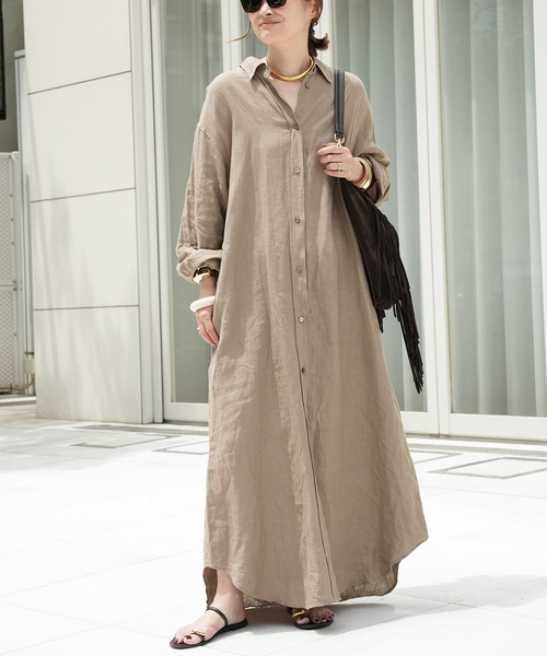 Deuxieme Classe(ドゥーズィエムクラス)の「LInen シャツドレス(ワンピース・レディース・タン/ベージュ・36/38)」の18枚目の写真