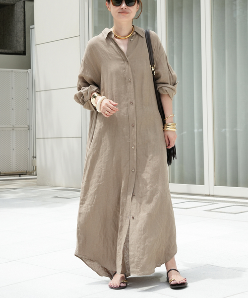 Deuxieme Classe(ドゥーズィエムクラス)の「LInen シャツドレス(ワンピース・レディース・タン/ベージュ・36/38)」の19枚目の写真