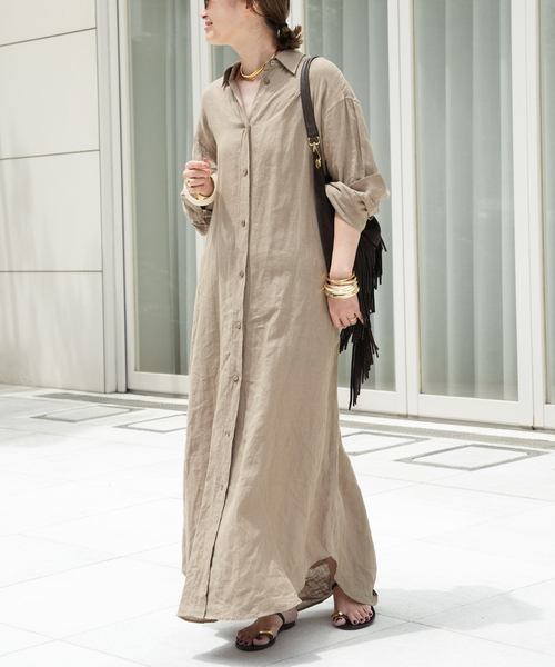 Deuxieme Classe(ドゥーズィエムクラス)の「LInen シャツドレス(ワンピース・レディース・タン/ベージュ・36/38)」の20枚目の写真