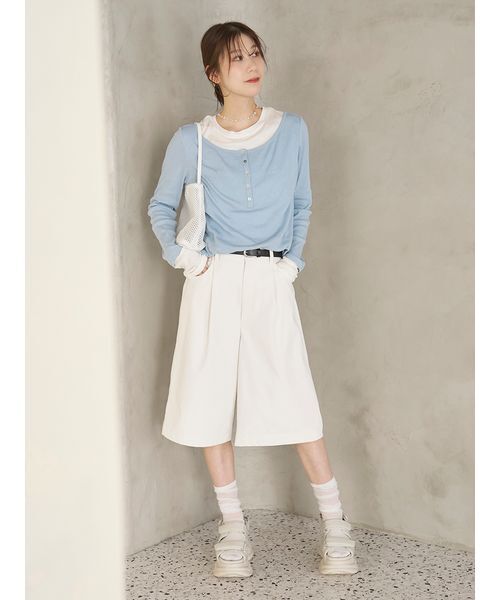 emmi（エミ）の「eco ベルトセットバミューダパンツ（その他パンツ・レディース・ブラック/ホワイト・0/1）」の9枚目の写真